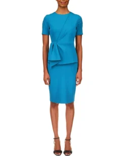 Badgley Mischka Short Sleeve Draped Peplum Dress | Dresses